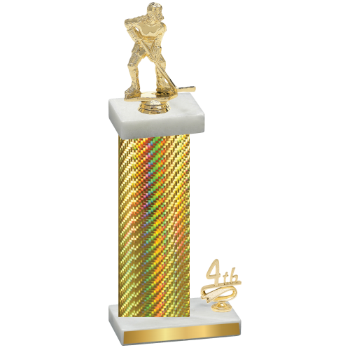 Accented Single Gold Carbon Fiber Fourth Place Hockey Trophy