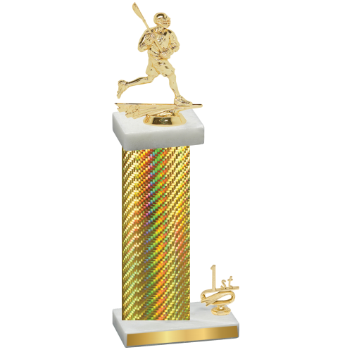 Accented Single Gold Carbon Fiber First Place Lacrosse Trophy