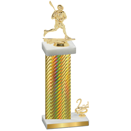 Accented Single Gold Carbon Fiber Second Place Lacrosse Trophy
