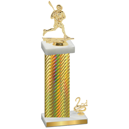 Accented Single Gold Carbon Fiber Second Place Lacrosse Trophy