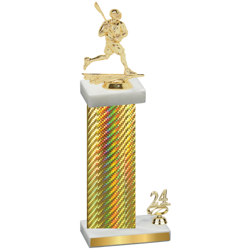 Accented Single Gold Carbon Fiber Year Lacrosse Trophy