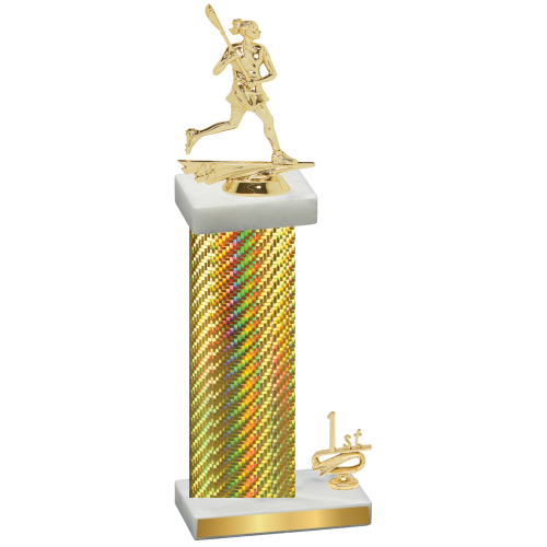 Accented Single Gold Carbon Fiber First Place Lacrosse Trophy