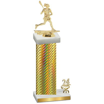 Accented Single Gold Carbon Fiber Year Lacrosse Trophy