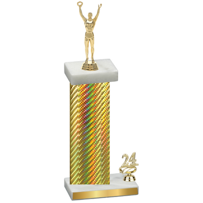 Accented Single Gold Carbon Fiber Year Victory Trophy