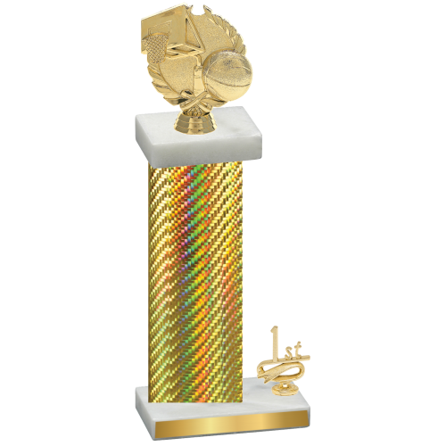 Accented Single Gold Carbon Fiber First Place Basketball Trophy