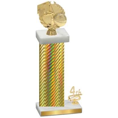 Accented Single Gold Carbon Fiber Fourth Place Basketball Trophy