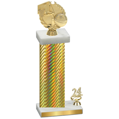 Accented Single Gold Carbon Fiber Year Basketball Trophy