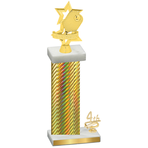Accented Single Gold Carbon Fiber Fourth Place Pickleball Trophy