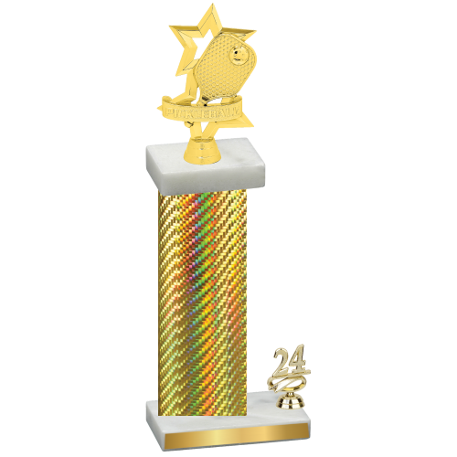 Accented Single Gold Carbon Fiber Year Pickleball Trophy