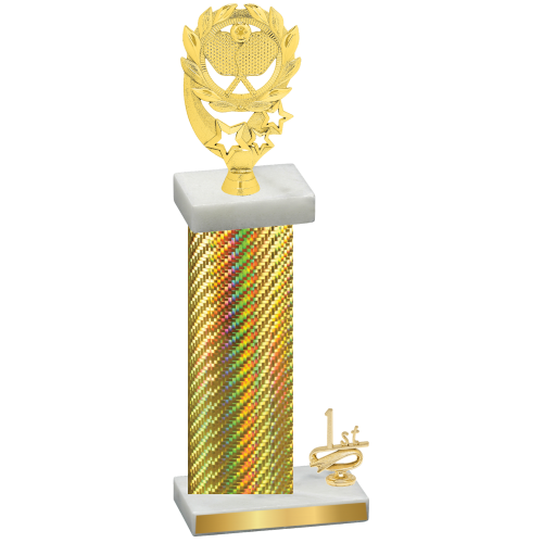 Accented Single Gold Carbon Fiber First Place Pickleball Trophy