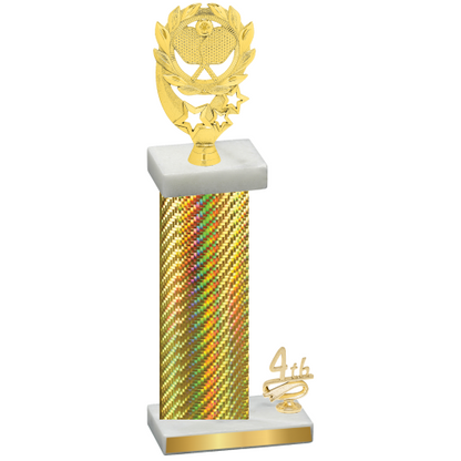 Accented Single Gold Carbon Fiber Fourth Place Pickleball Trophy