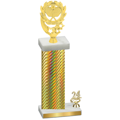 Accented Single Gold Carbon Fiber Year Pickleball Trophy