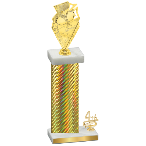 Accented Single Gold Carbon Fiber Fourth Place Pickleball Trophy