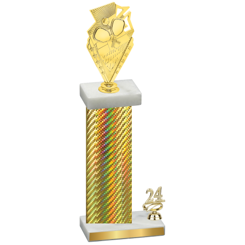 Accented Single Gold Carbon Fiber Year Pickleball Trophy