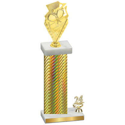 Accented Single Gold Carbon Fiber Year Pickleball Trophy