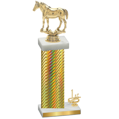 Accented Single Gold Carbon Fiber First Place Horses Trophy