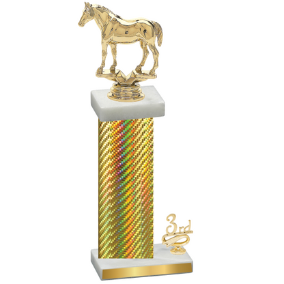 Accented Single Gold Carbon Fiber Third Place Horses Trophy