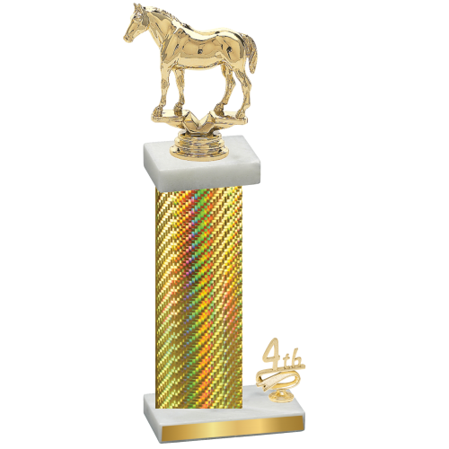 Accented Single Gold Carbon Fiber Fourth Place Horses Trophy
