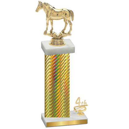 Accented Single Gold Carbon Fiber Fourth Place Horses Trophy