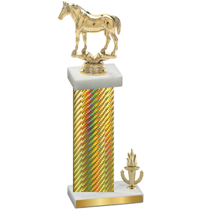 Accented Single Gold Carbon Fiber Victory Horses Trophy