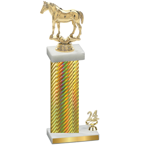 Accented Single Gold Carbon Fiber Year Horses Trophy