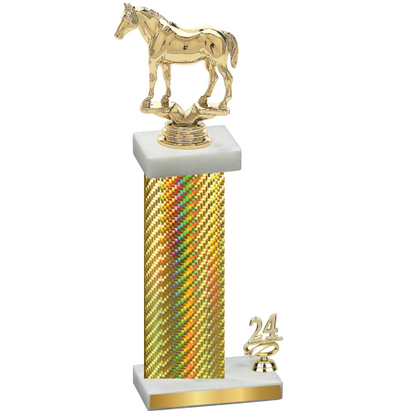 Accented Single Gold Carbon Fiber Year Horses Trophy