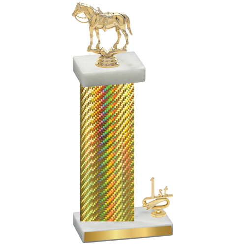 Accented Single Gold Carbon Fiber First Place Horses Trophy