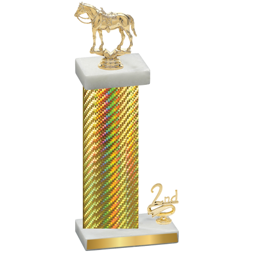 Accented Single Gold Carbon Fiber Second Place Horses Trophy