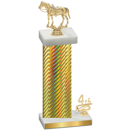 Accented Single Gold Carbon Fiber Fourth Place Horses Trophy
