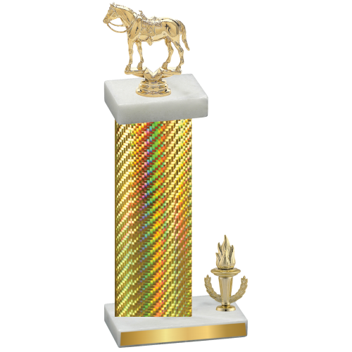 Accented Single Gold Carbon Fiber Victory Horses Trophy