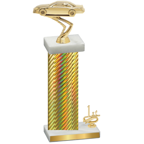 Accented Single Gold Carbon Fiber First Place Cars Trophy