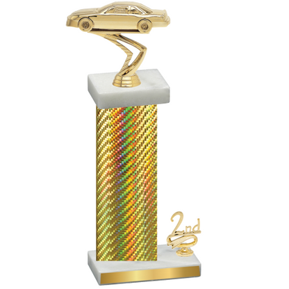 Accented Single Gold Carbon Fiber Second Place Cars Trophy