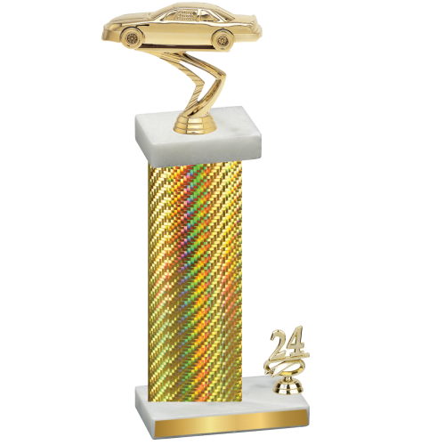 Accented Single Gold Carbon Fiber Year Cars Trophy