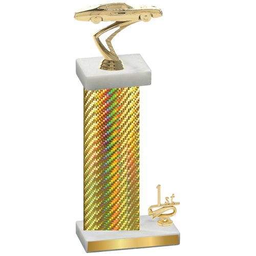 Accented Single Gold Carbon Fiber First Place Cars Trophy