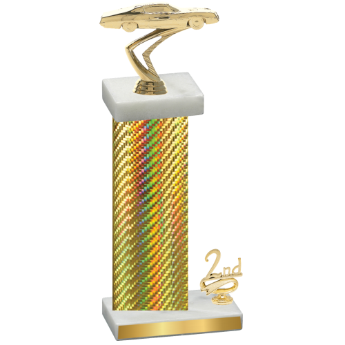 Accented Single Gold Carbon Fiber Second Place Cars Trophy