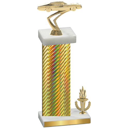 Accented Single Gold Carbon Fiber Victory Cars Trophy