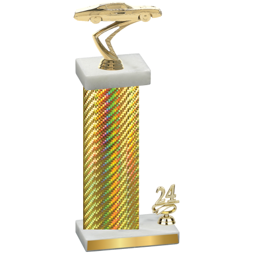 Accented Single Gold Carbon Fiber Year Cars Trophy