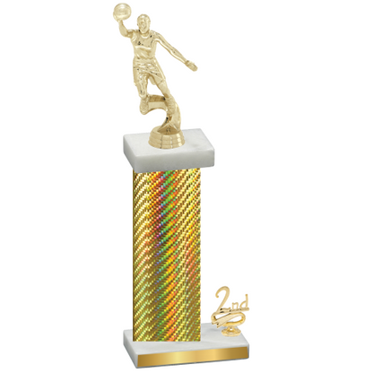 Accented Single Gold Carbon Fiber Second Place Basketball Trophy