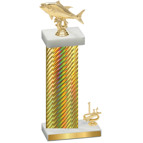 Accented Single Gold Carbon Fiber First Place Fishing Trophy