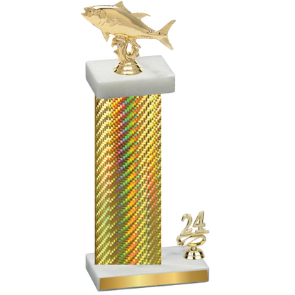 Accented Single Gold Carbon Fiber Year Fishing Trophy