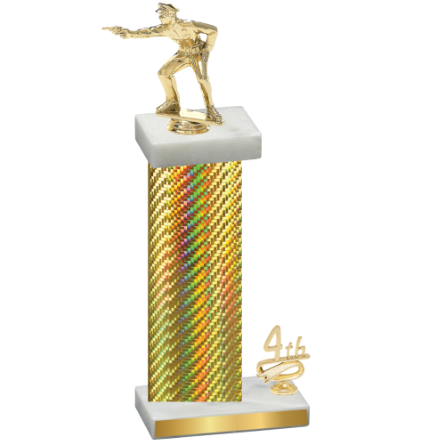 Accented Single Gold Carbon Fiber Fourth Place Shooter Trophy