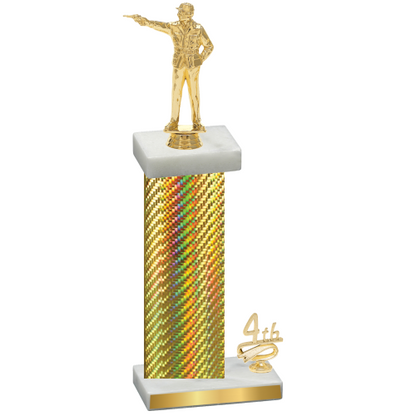 Accented Single Gold Carbon Fiber Fourth Place Shooter Trophy