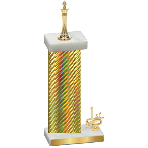 Accented Single Gold Carbon Fiber First Place Chess Trophy