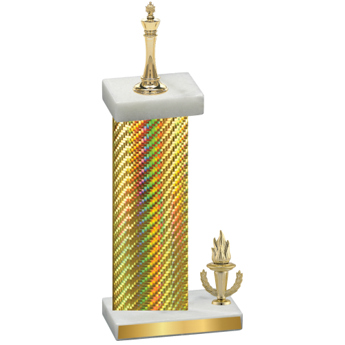 Accented Single Gold Carbon Fiber Victory Chess Trophy