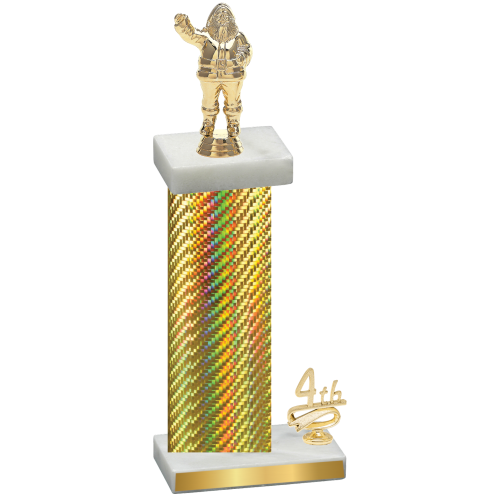 Accented Single Gold Carbon Fiber Fourth Place Holiday Trophy