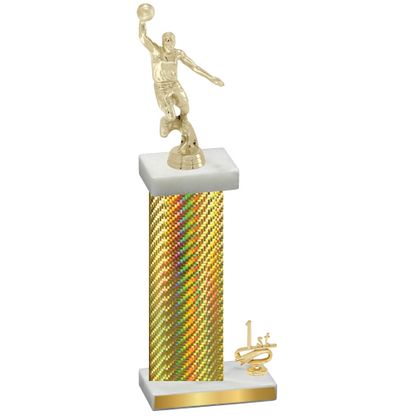 Accented Single Gold Carbon Fiber First Place Basketball Trophy