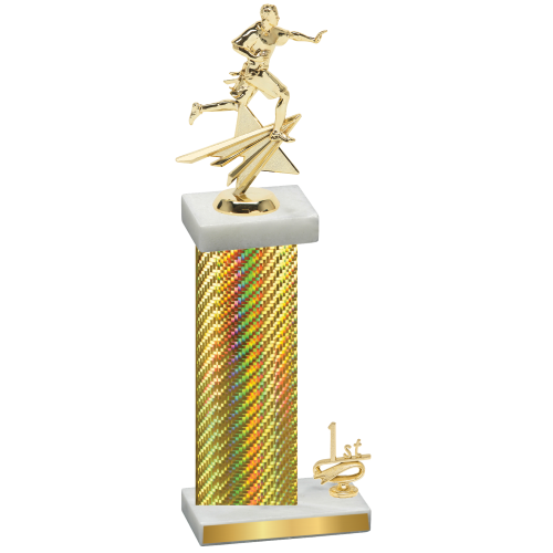 Accented Single Gold Carbon Fiber First Place Flag Football Trophy