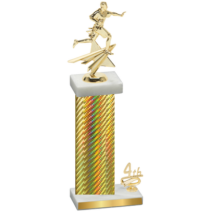 Accented Single Gold Carbon Fiber Fourth Place Flag Football Trophy