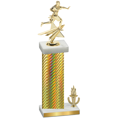 Accented Single Gold Carbon Fiber Victory Flag Football Trophy