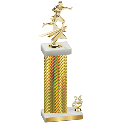 Accented Single Gold Carbon Fiber Year Flag Football Trophy